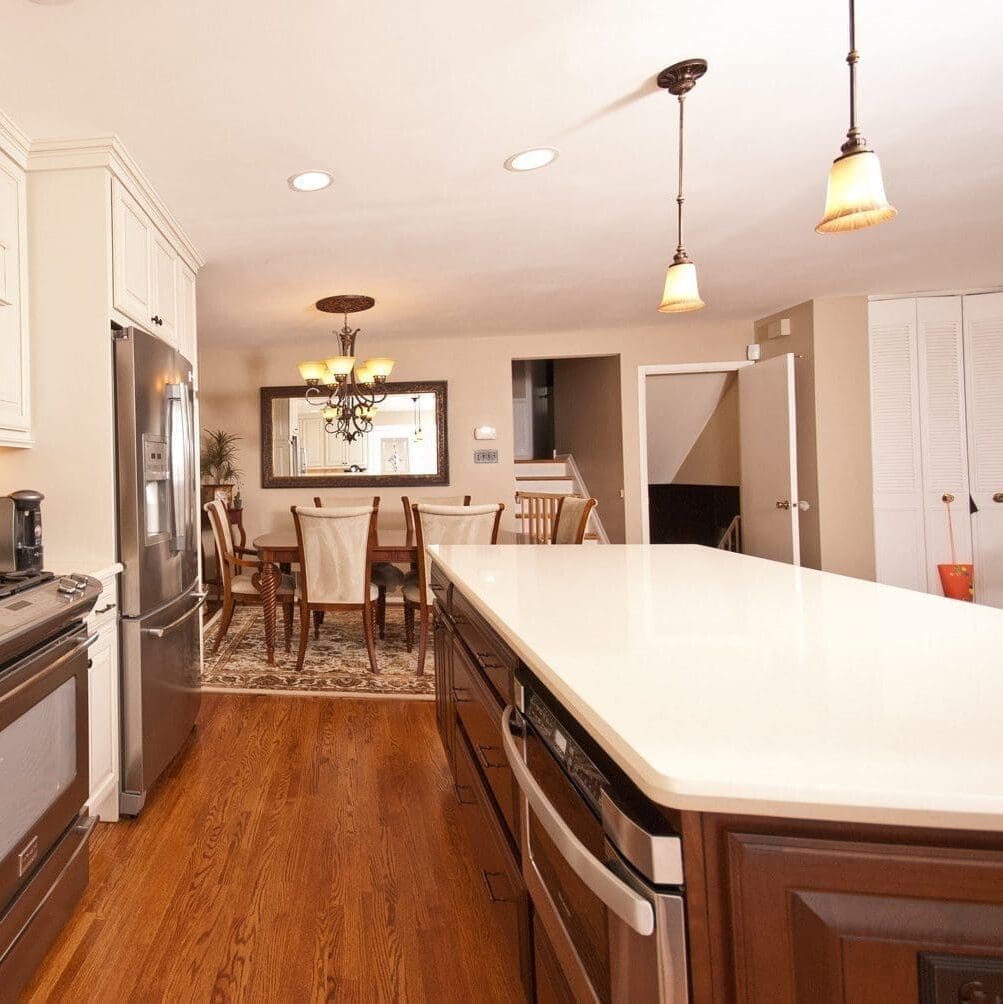 An image of a kitchen remodel done in Springfield, Virginia. Shows the countertop edge.